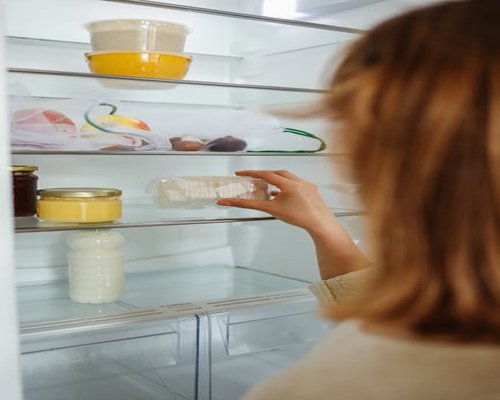 Organized food containers in a refrigerator