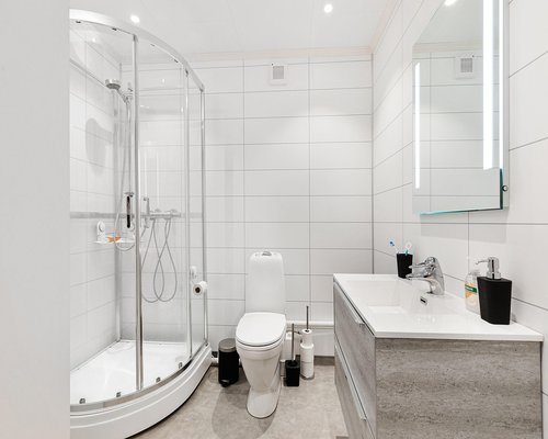 Clean and bright bathroom interior